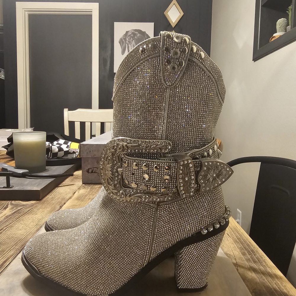 Dolls Kill Sheriff Shine Rhinestone Western Boots